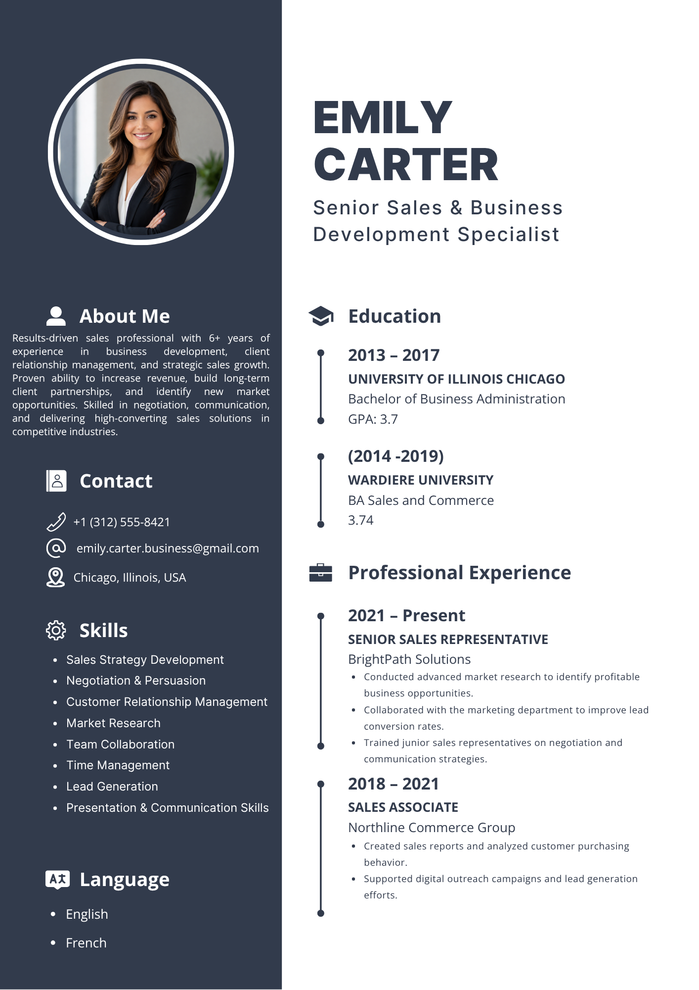 Slate Professional resume template preview