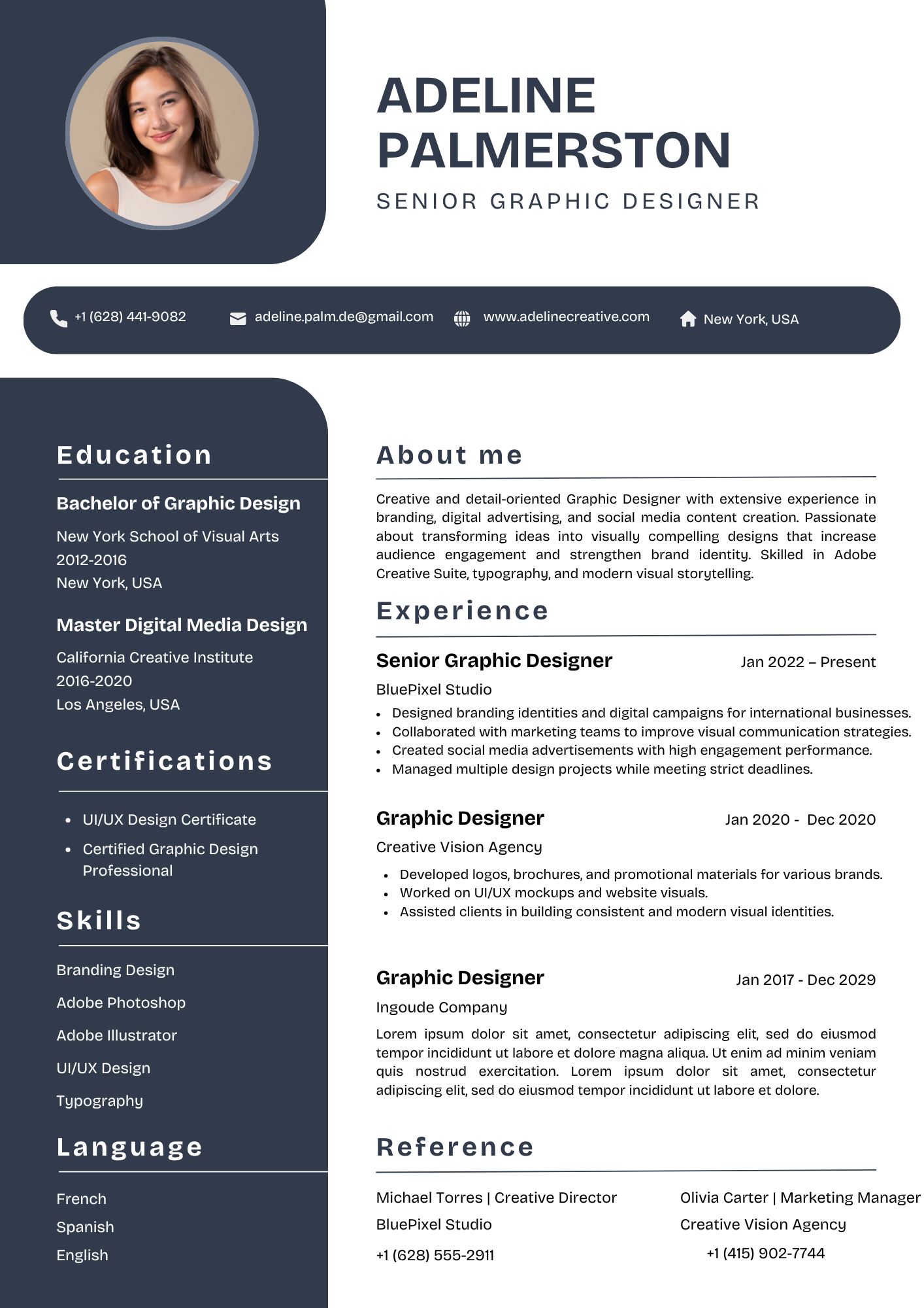 Indigo Academic resume template preview