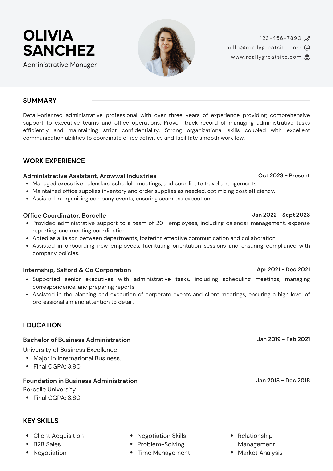 Minimal Corporate resume template preview